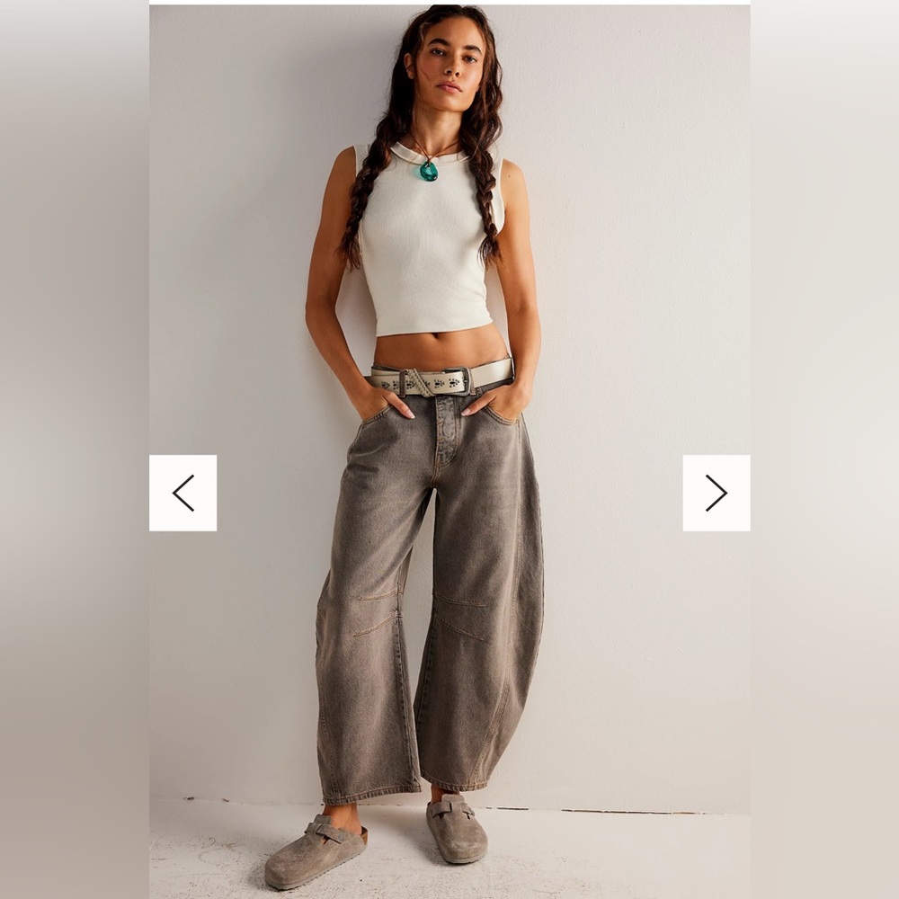 We The Free Good Luck Mid-Rise Barrel Jeans